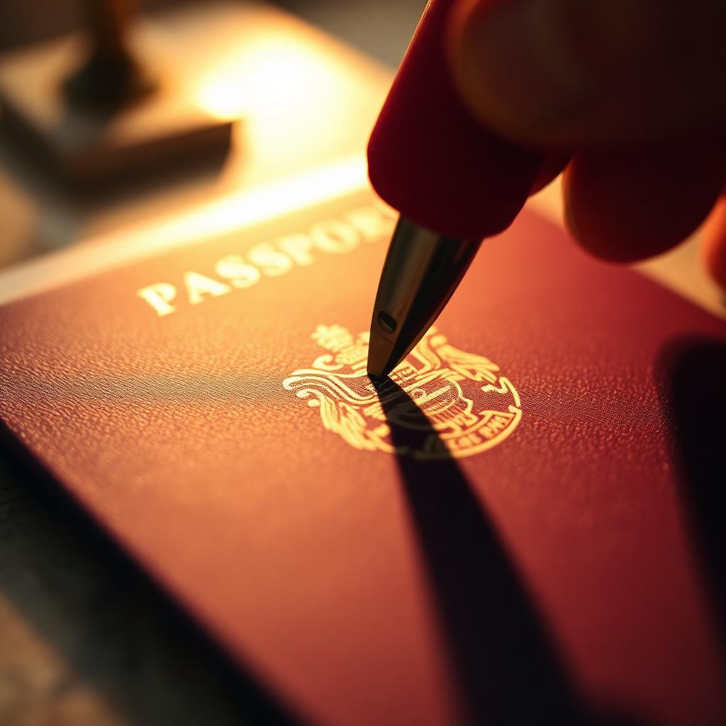 Passport being stamped